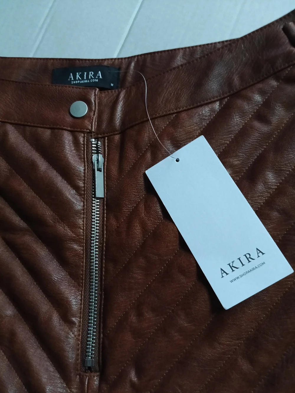AKIRA Brown Quilted Faux Leather Shorts